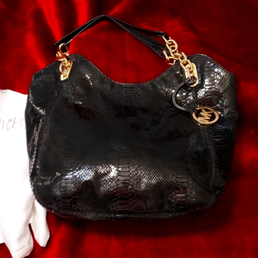 Michael Kors black snakeskin purse